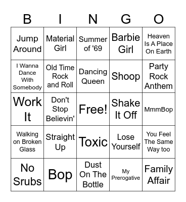 MUSIC BINGO Card
