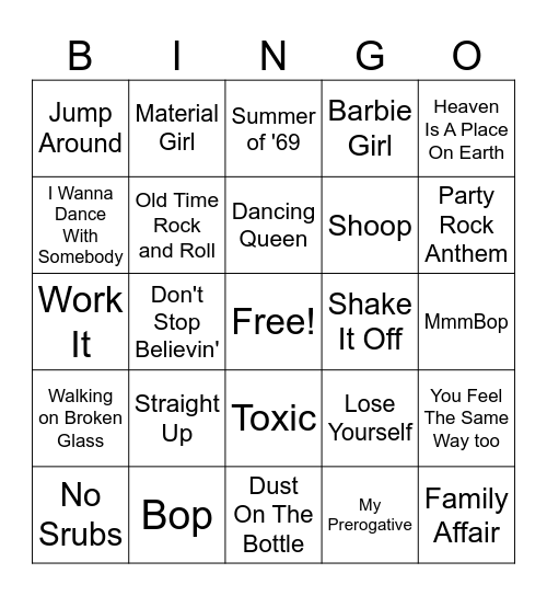 MUSIC BINGO Card
