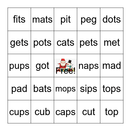 UFLI 1-20 Bingo Card