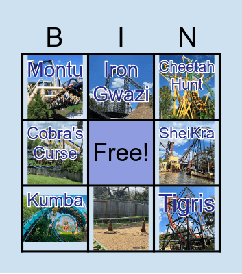 Busch Gardens Bingo! Bingo Card