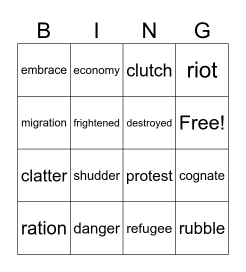 3rd period bingo Card