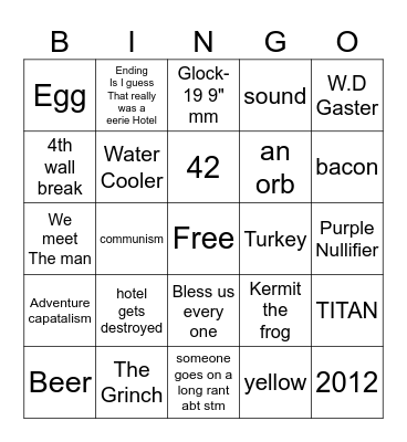 The Eerie Hotel Bingo card Bingo Card