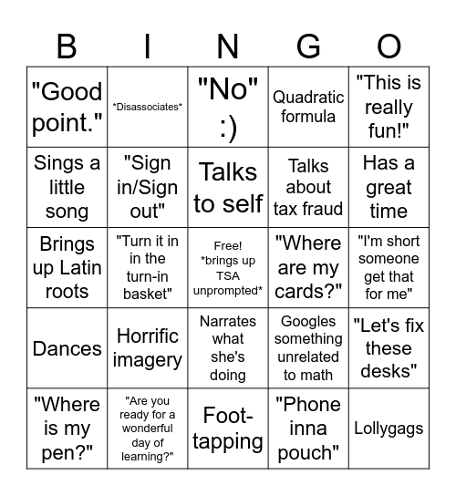 Ms. Ball Bingo Card