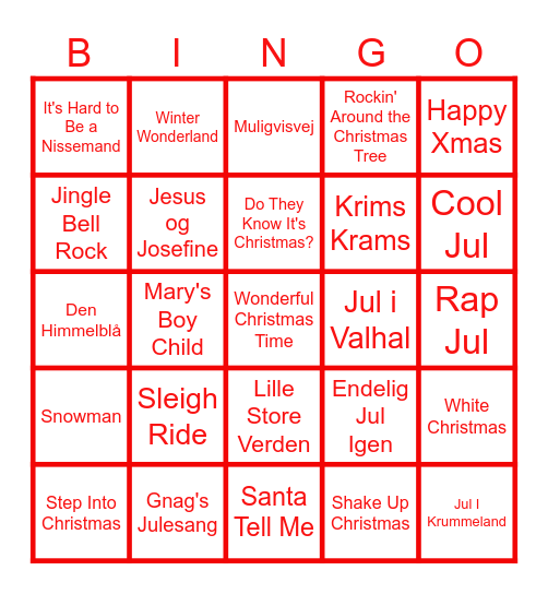 JULE Bingo Card