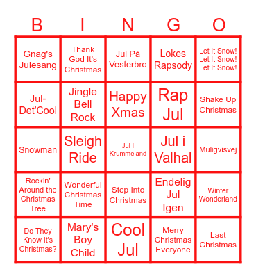 JULE Bingo Card