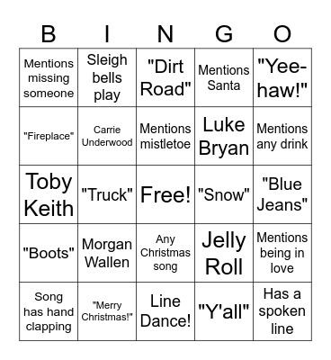Country Christmas BINGO Card