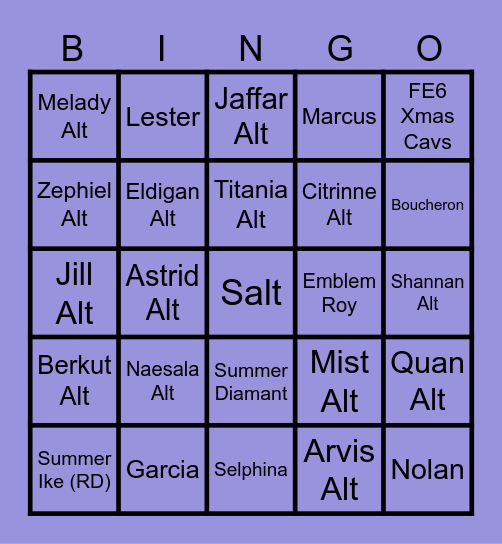 Book X FEH Bingo Card