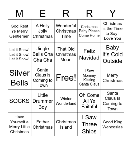 Christmas Music Bingo Card