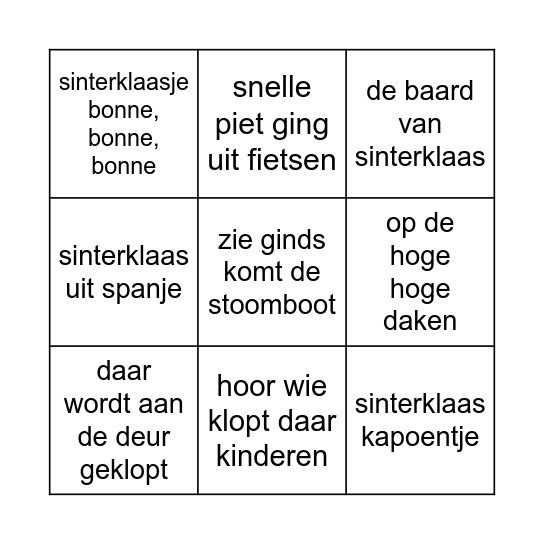 sinterklaas bingo!! Bingo Card