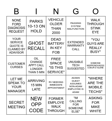 BDC Bingo Card