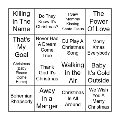 Christmas Music Bingo 3 Bingo Card