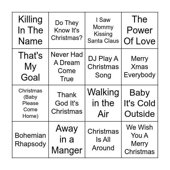 Christmas Music Bingo 3 Bingo Card