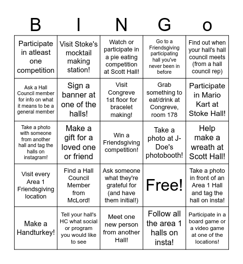 Area 1 Friendsgiving 2025 Bingo Card