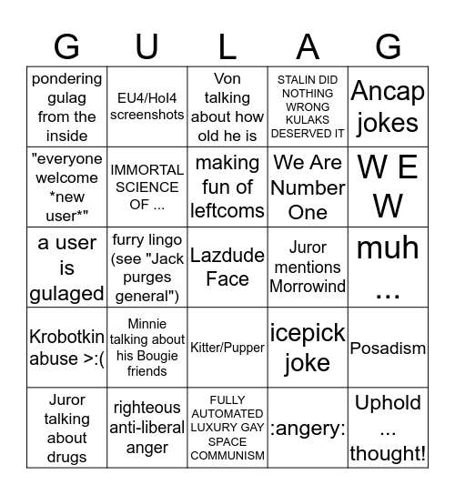 FULLCOMMUNISM Discord Bingo Card