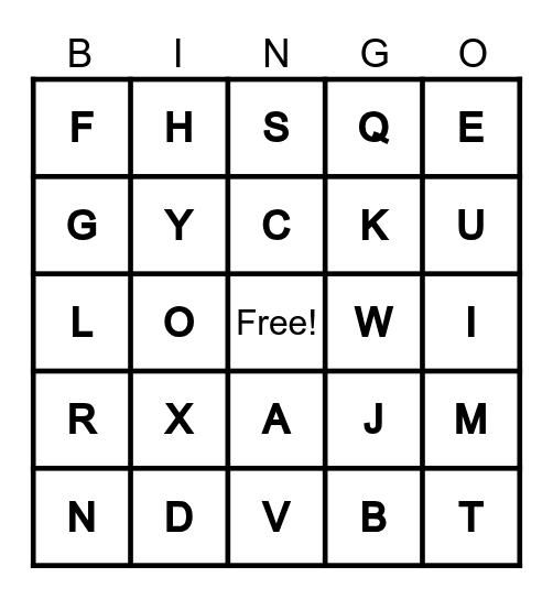 LETTER BINGO Card
