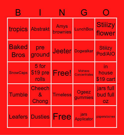 12/5 Daily Deals Bingo Card
