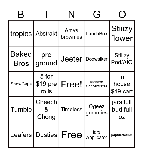 12/5 Daily Deals Bingo Card