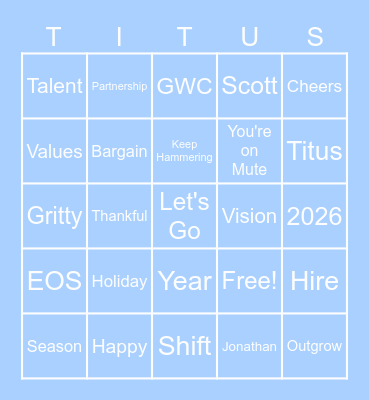 Cheers to the Team! Bingo Card