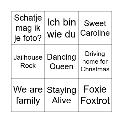 Bingo Daniel 13 december kerstfair korte ronde 1 Bingo Card