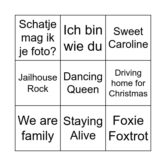 Bingo Daniel 13 december kerstfair korte ronde 1 Bingo Card