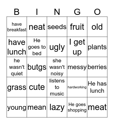 review Bingo Card