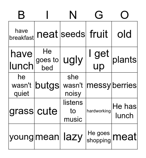 review Bingo Card