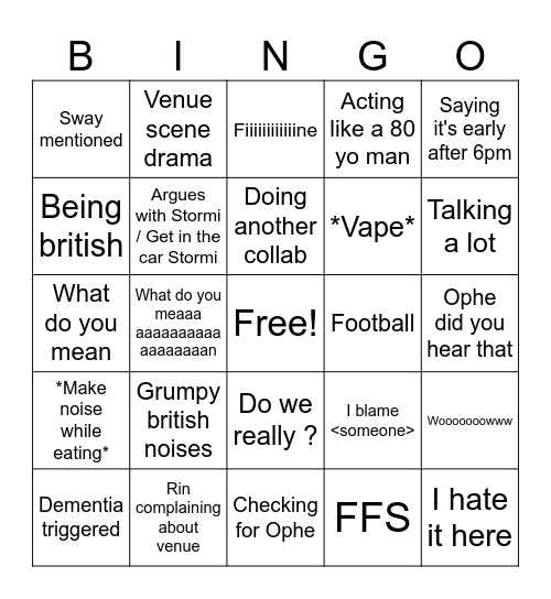 bRINgo Bingo Card