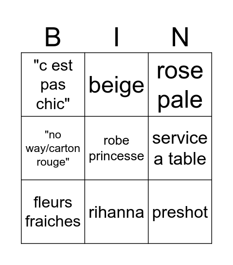 WARDA Bingo Card