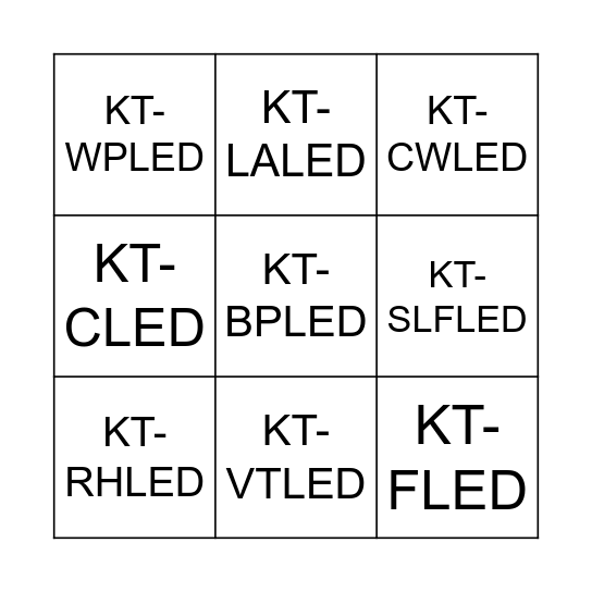Product Category Bingo Card