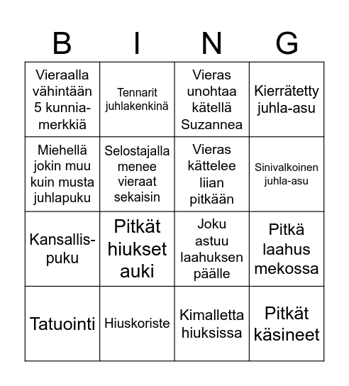 Linnan juhlien bingo 2025 Bingo Card