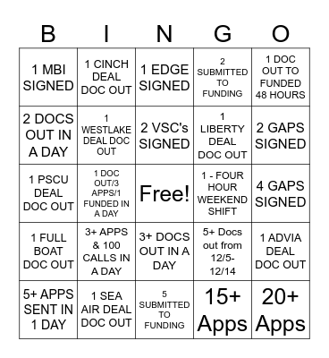 DECEMBER BINGO 12/5-12/14 Bingo Card