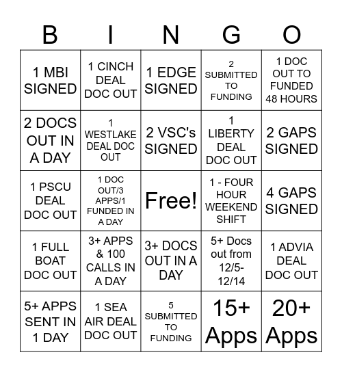 DECEMBER BINGO 12/5-12/14 Bingo Card
