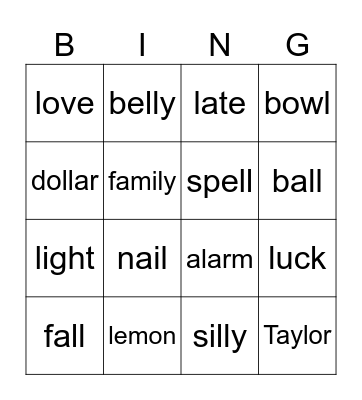Untitled Bingo Card