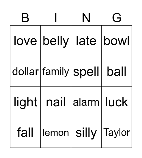 Untitled Bingo Card