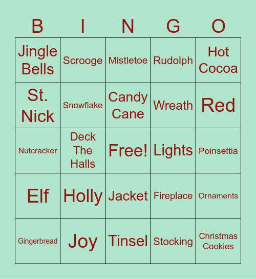 PEC CHRISTMAS BINGO Card