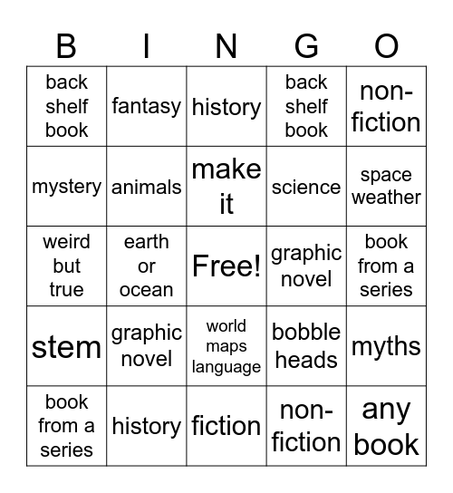 real 4th and 5th grade Bingo Card