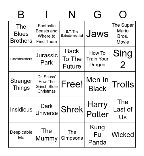 UNIVERSAL BINGO Card