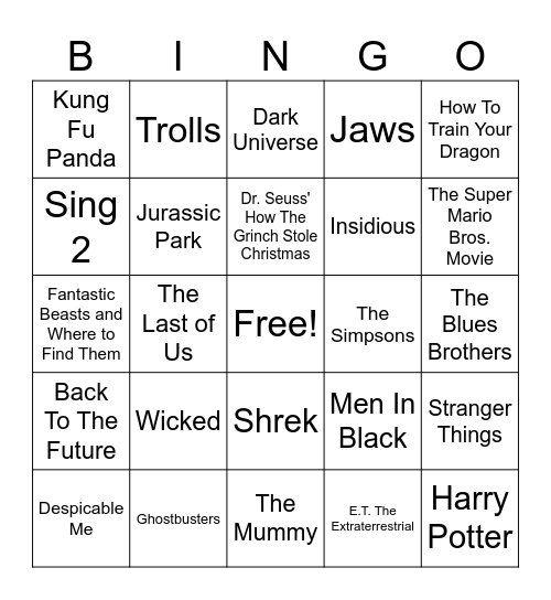 UNIVERSAL BINGO Card
