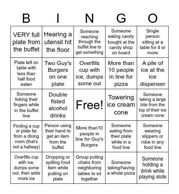 Cruise "FOOD" Bingo Card