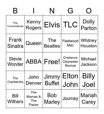 Music Bingo Card
