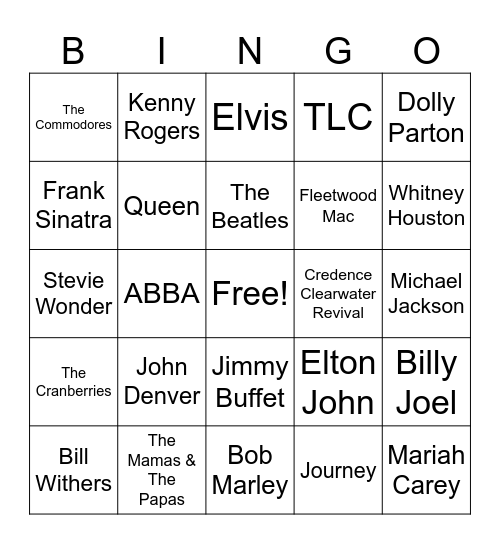 Music Bingo Card