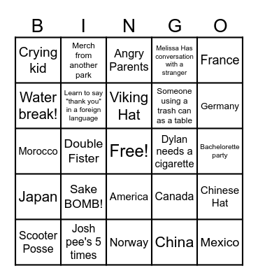 Epcot Bingo Card