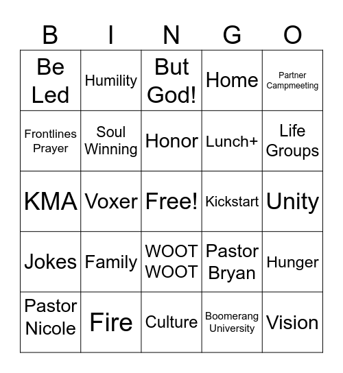 Boomerang BINGO Card
