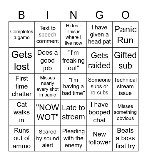 ScaredyChlo Bingo! Bingo Card