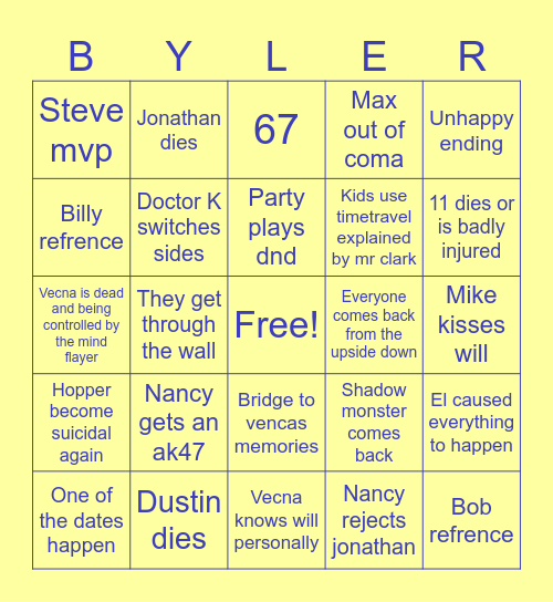 Season five bingo Card