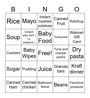 "Baby" Christmas Bingo Card