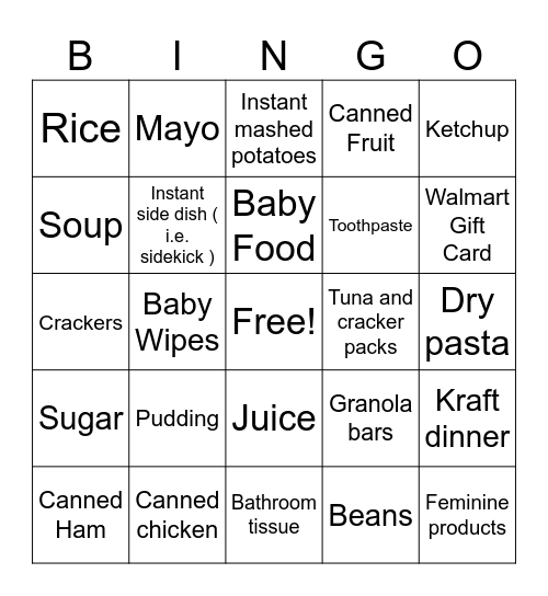 "Baby" Christmas Bingo Card