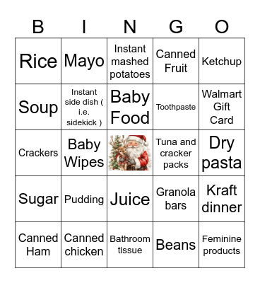 "Baby" Christmas Bingo Card