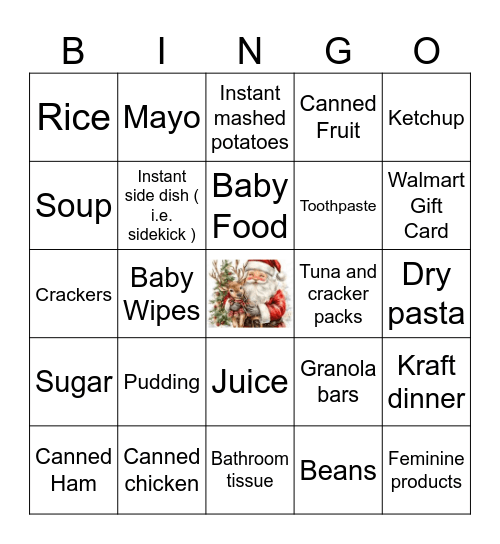 "Baby" Christmas Bingo Card