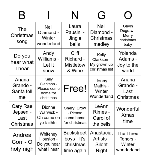 521 Christmas Party! Bingo Card